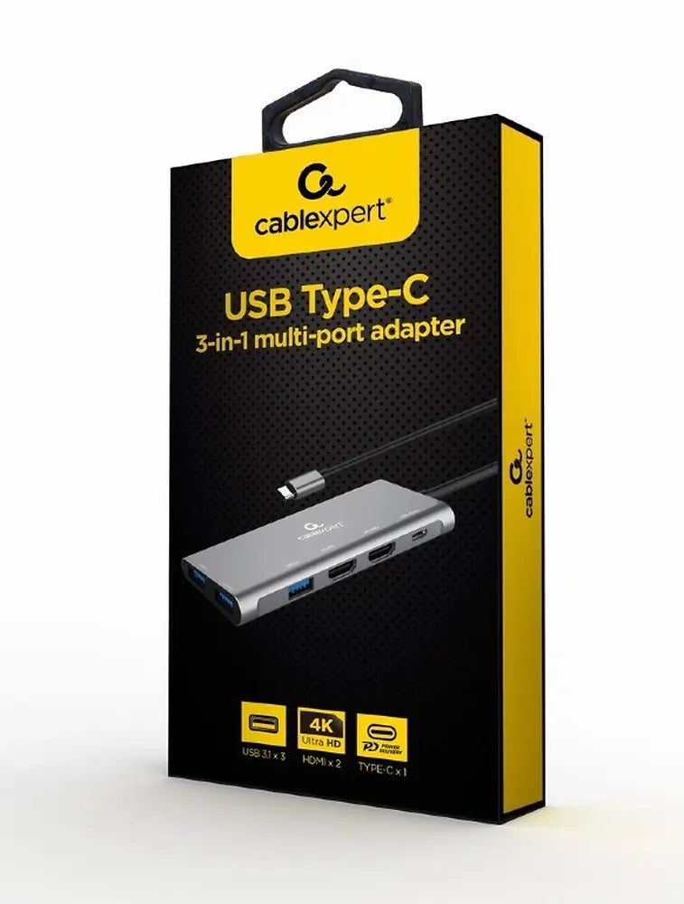 CABLEXPERT USB TYPE-C 3IN1 MULTI-PORT ADAPTER (HUB+HDMI+PD)