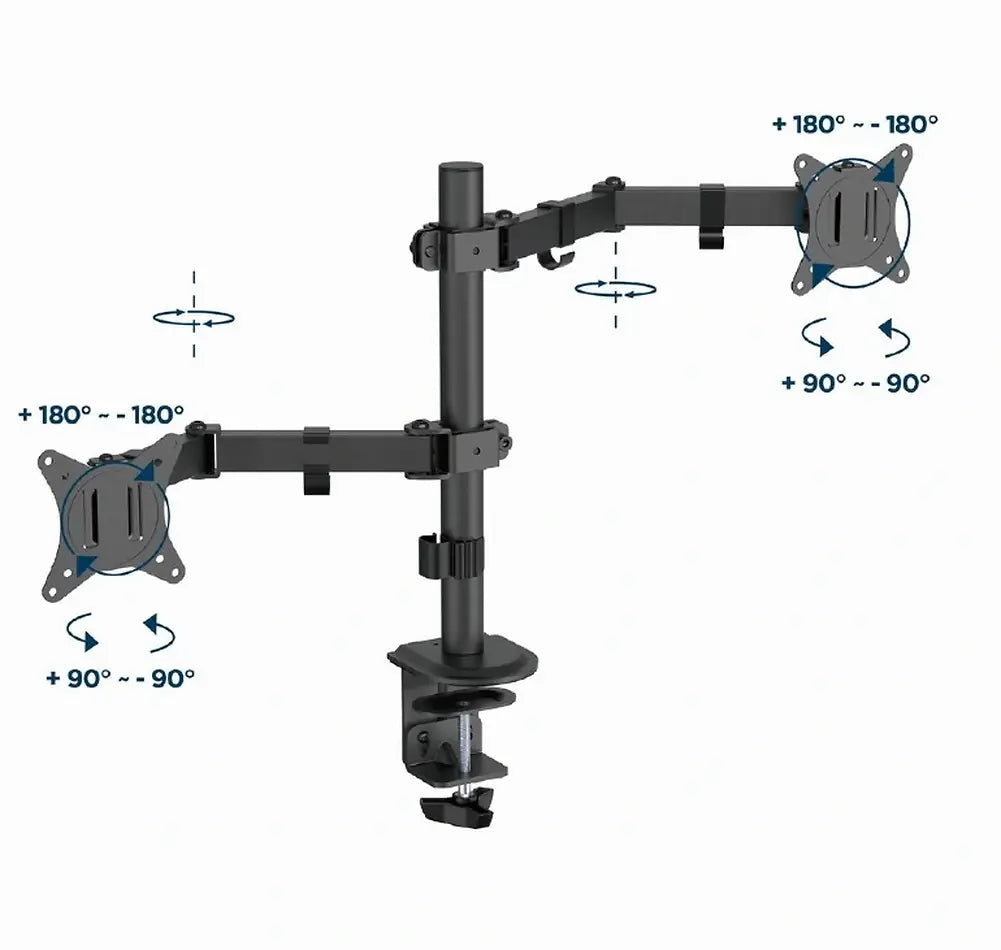 GEMBIRD ADJUSTABLE DESK MOUNTED DOUBLE MONITOR ARM 17'-32'