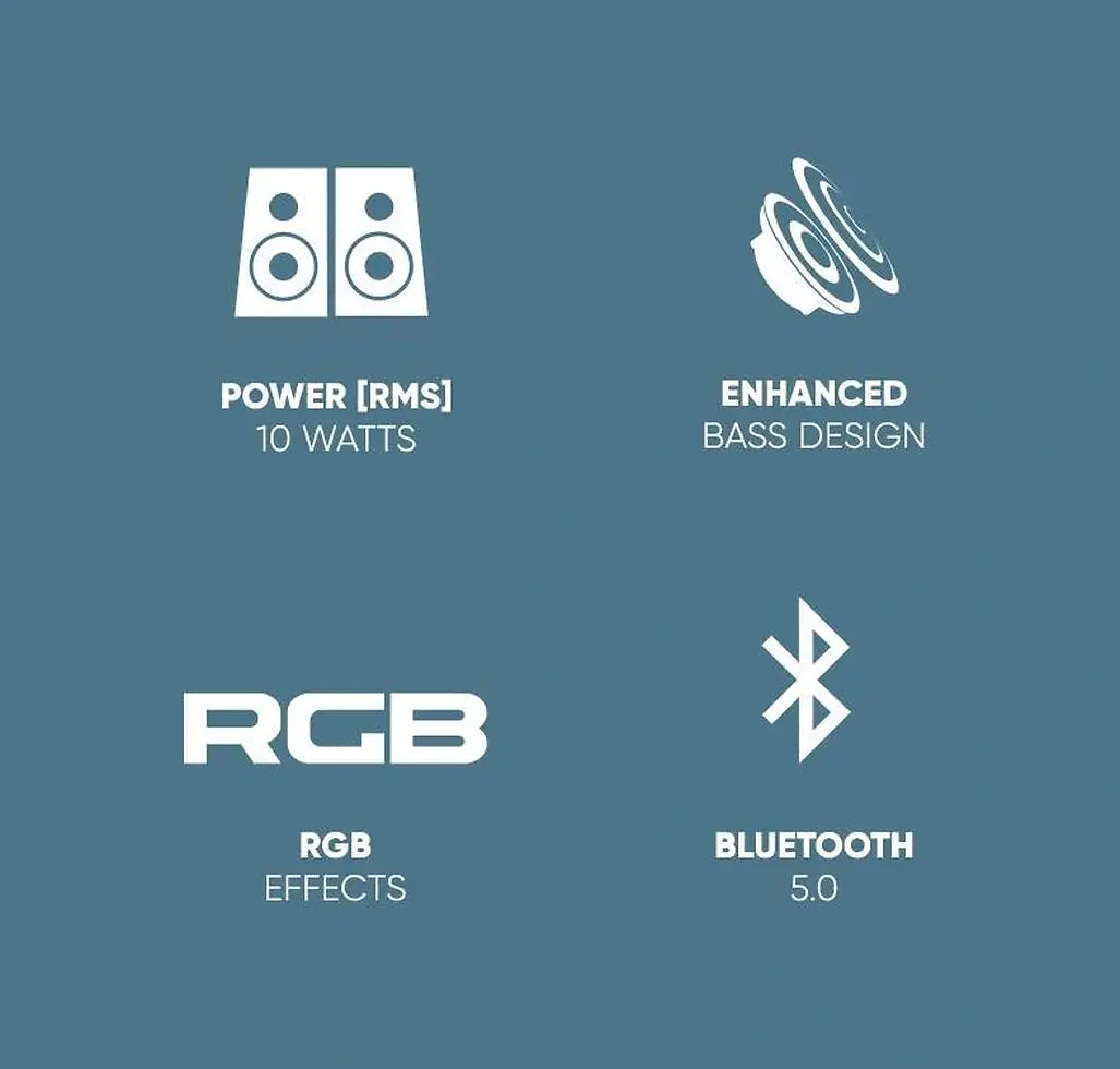 SONIC GEAR RGB BLUETOOTH 5.0 STEREO SYSTEM SPEAKER 2.0 iOX 2