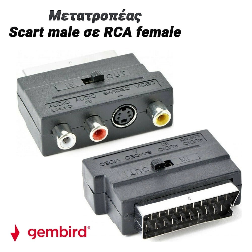 Gembird Μετατροπέας Scart MALE σε RCA Female