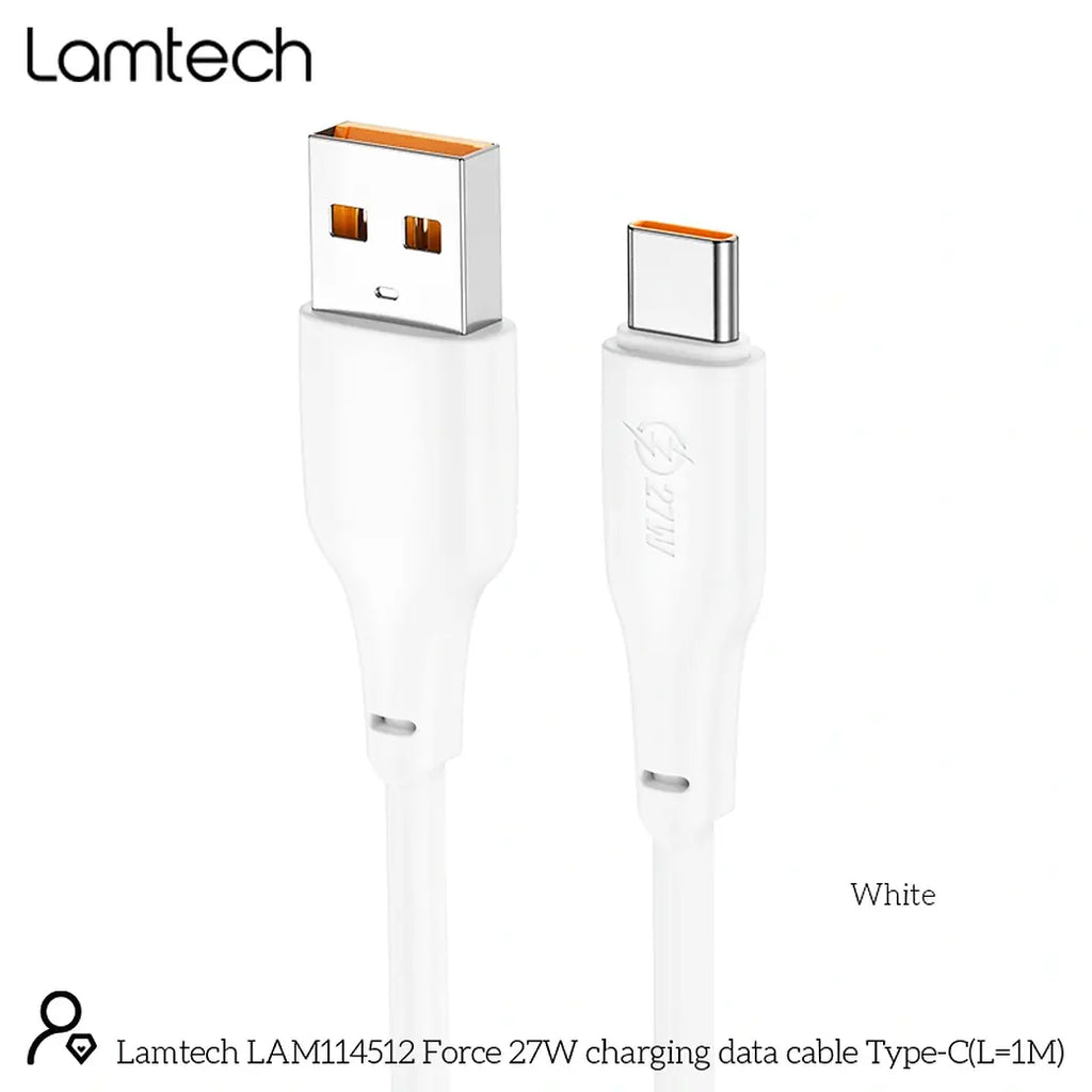 LAMTECH HIGH POWER CABLE USB TO TYPE-C 1M 27W WHITE