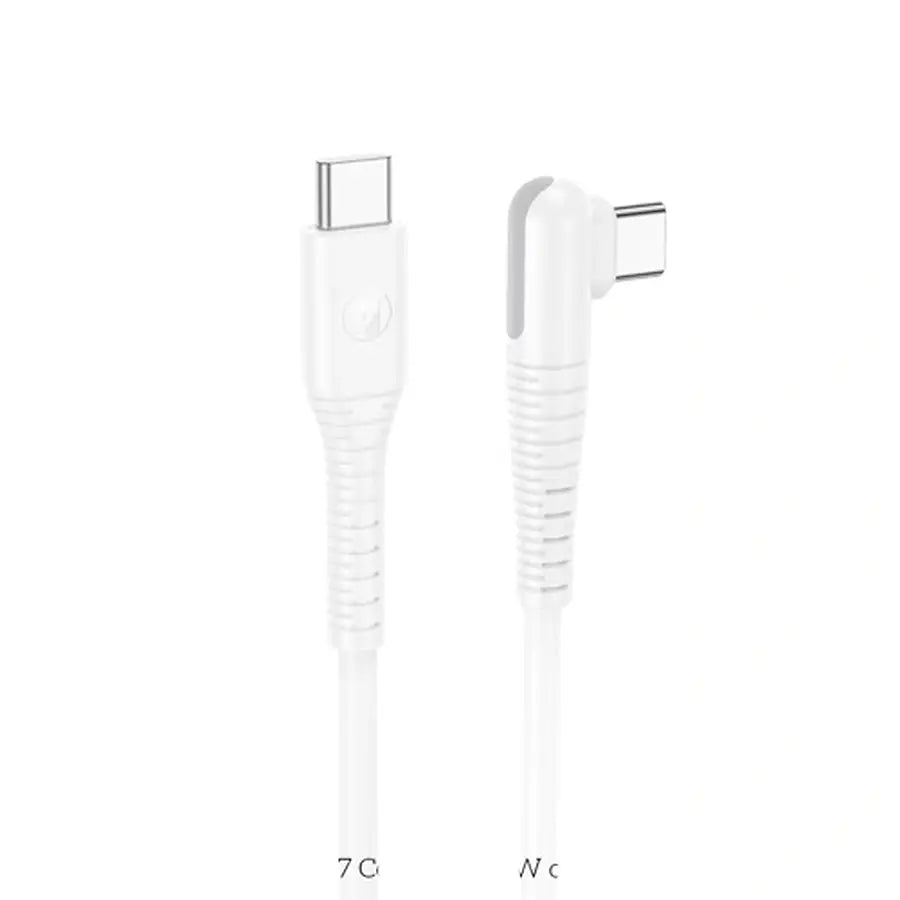 LAMTECH TYPE-C TO TYPE-C 60W ANGLED DATA & CHARGE CABLE 1M WHITE