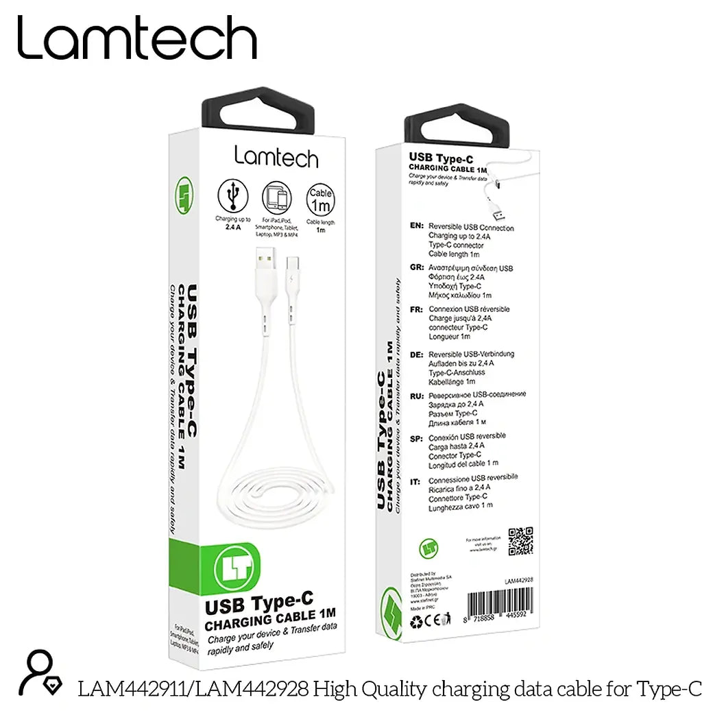LAMTECH DATACABLE TYPE C 1m WHITE