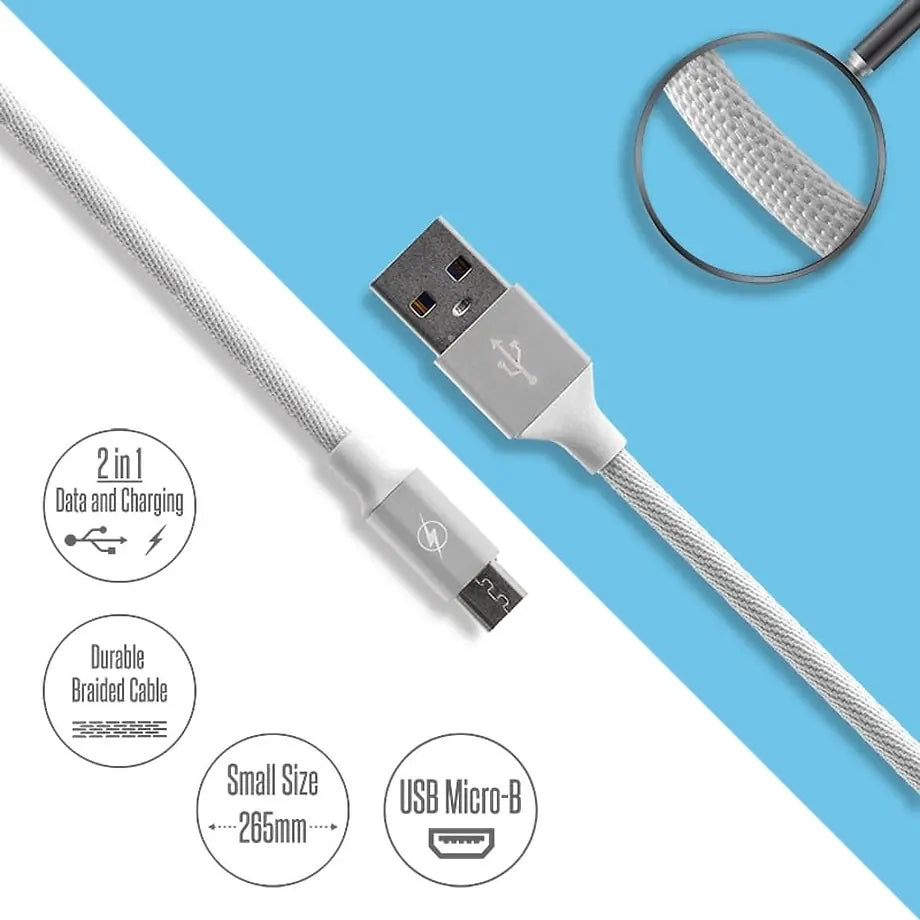 Καλώδιο Φόρτισης-Δεδομένων Micro USB 26CM Λευκό