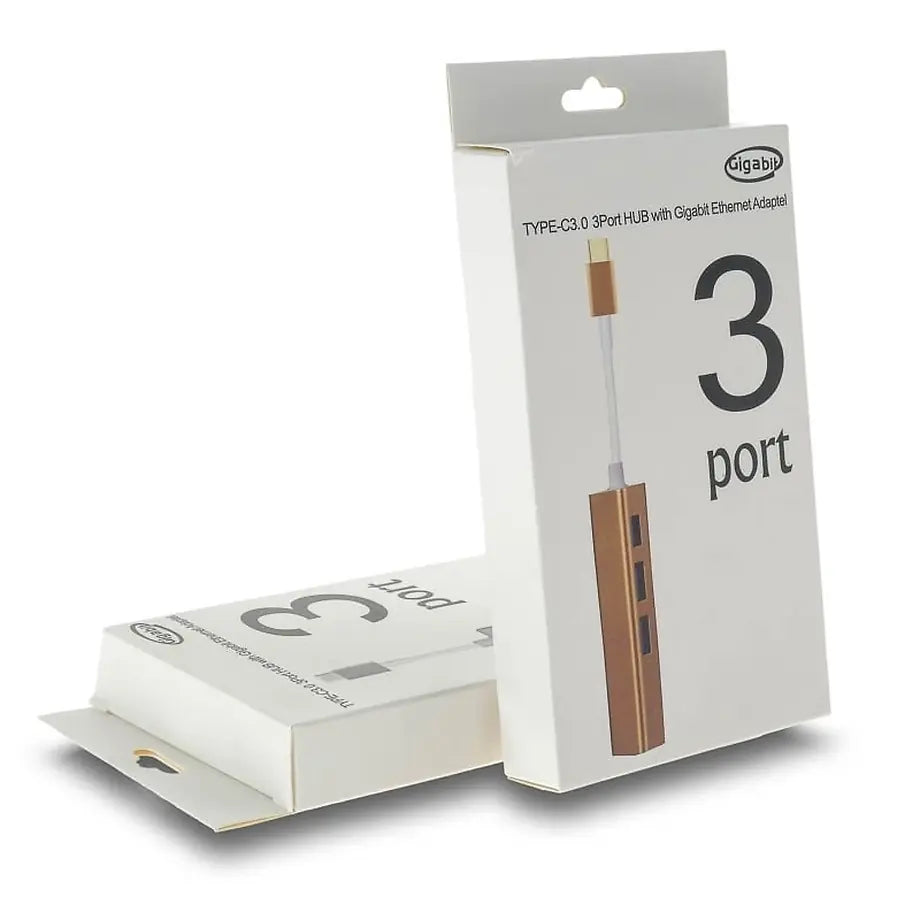 TYPE-C 3.0 HUB X3 + Gigabit Ethernet GOLD Metal