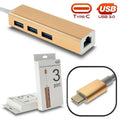 TYPE-C 3.0 HUB X3 + Gigabit Ethernet GOLD Metal