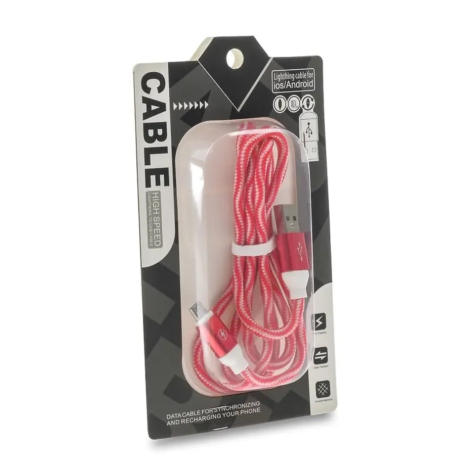 Πλεκτό Καλώδιο Φόρτισης - Δεδομένων Micro USB RED 1M