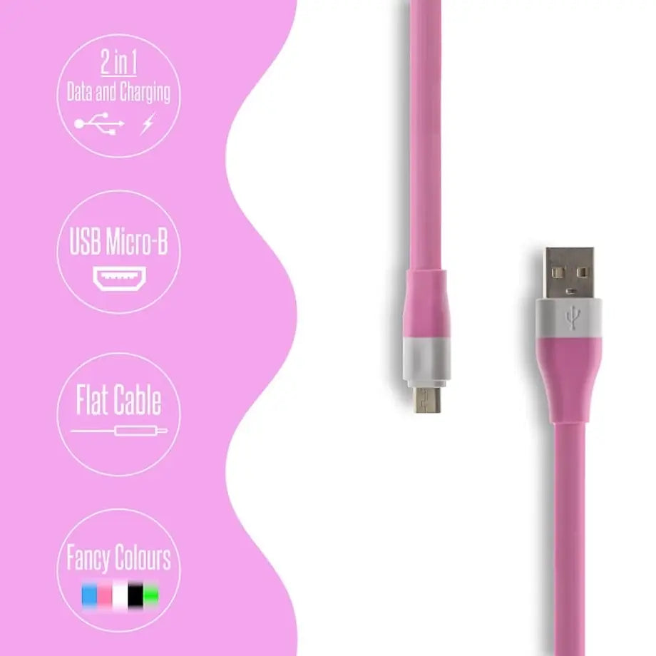 Καλώδιο Φόρτισης - Δεδομένων Micro USB ροζ 1.2M
