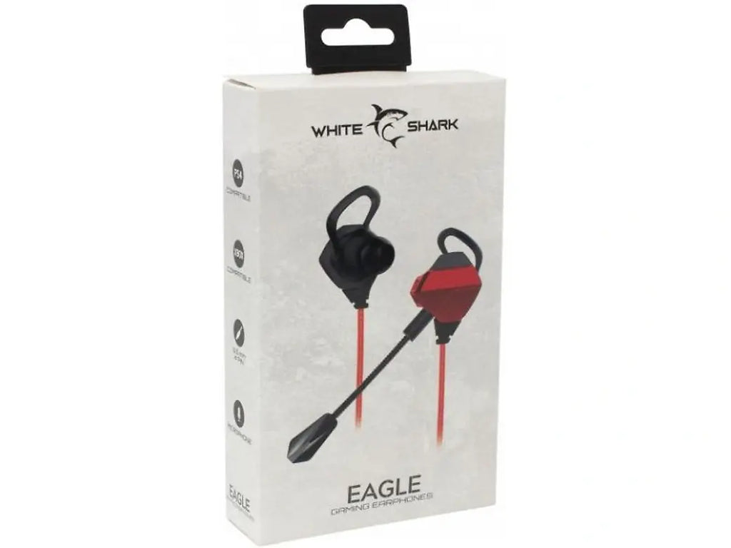 WHITE SHARK IN-EAR HEADSET + MICROPHONE EAGLE BLACK/RED