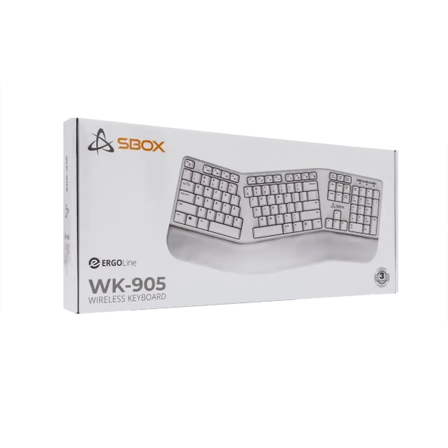 SBOX WIRELESS ERGONOMICAL KEYBOARD WHITE US LAYOUT