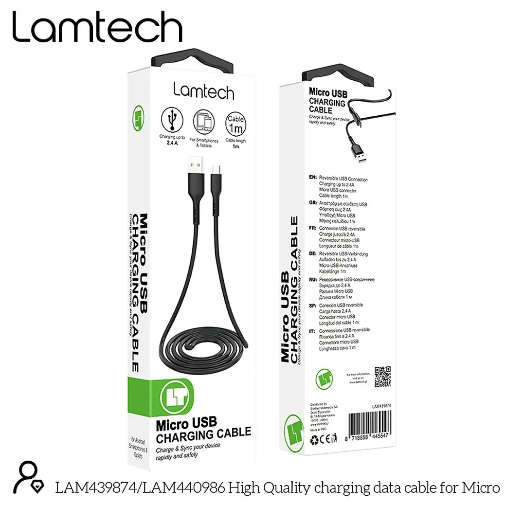 LAMTECH DATACABLE MICRO USB 1m BLACK
