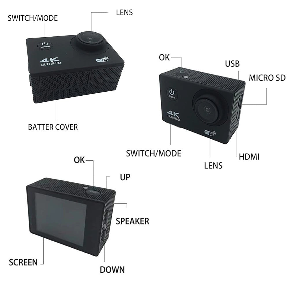 Action Camera 4K Ultra HD με Χειριστήριο GREY