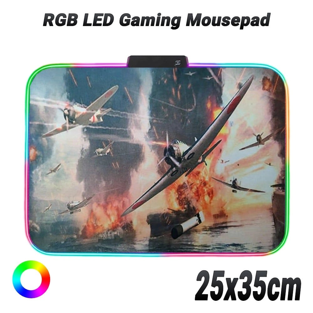 RGB LED Gaming Mousepad 25X35CM Aircraft