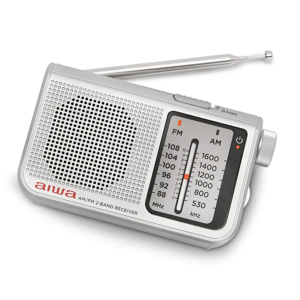 AIWA POCKET AM/FM RADIO WITH DUAL ANALOG TUNER SILVER