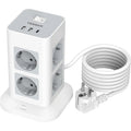 TESSAN 11 IN 1 TOWER SURGE PROTECTOR 8xSCHUKO, 2xUSB, 1xTYPE-C, 2M CABLE
