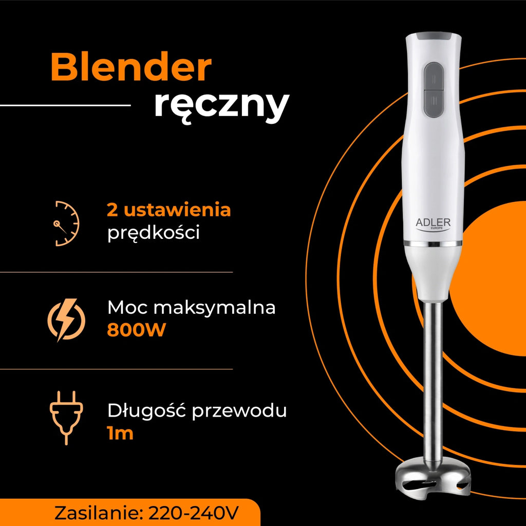 ADLER HAND BLENDER SET 500W WHITE