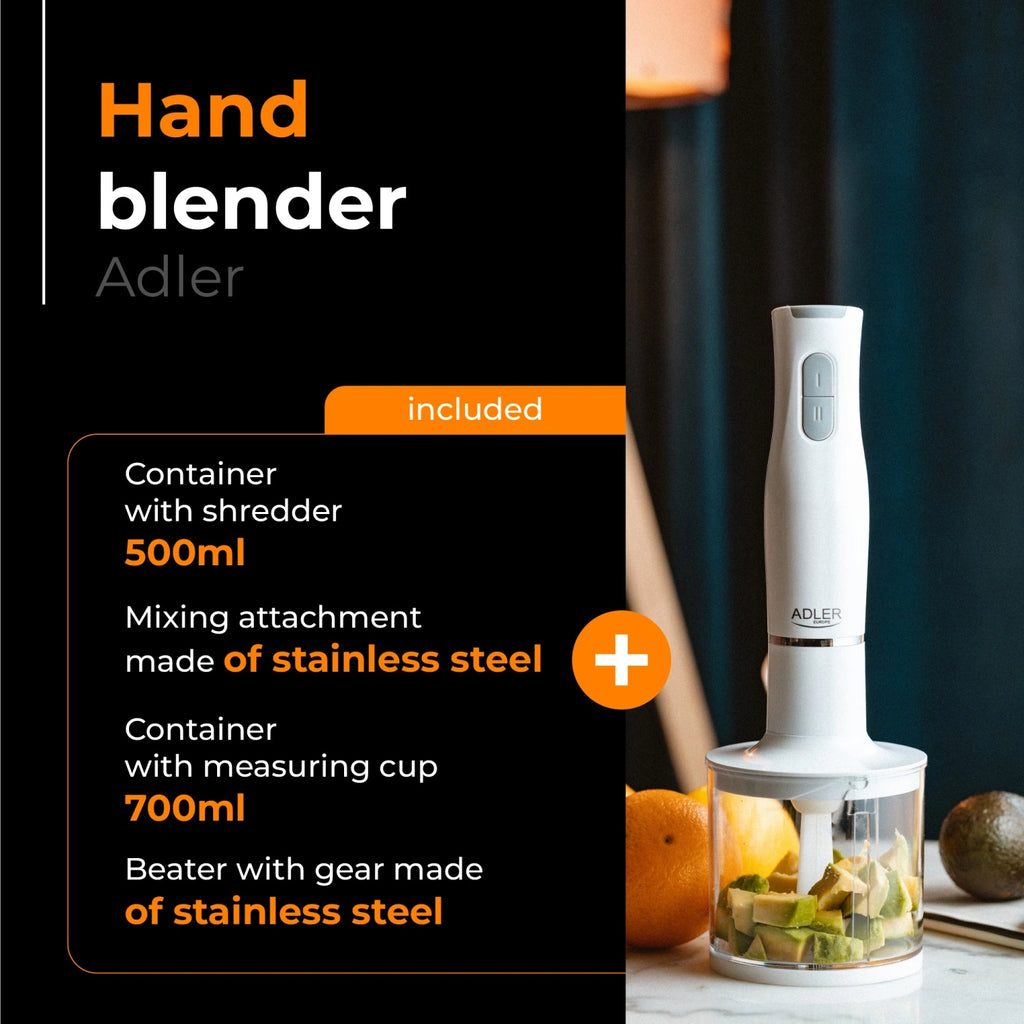 ADLER HAND BLENDER SET 500W WHITE