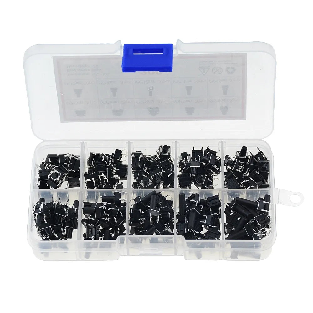 Tact Switch Assortment Kit 6x6mm 4pins - 200pcs