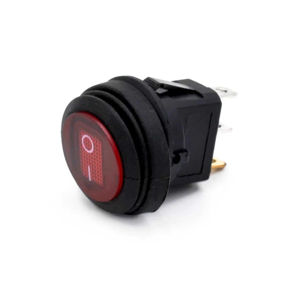 Red Waterproof Round Rocker Switch 2 Position 3 Pins KCD1