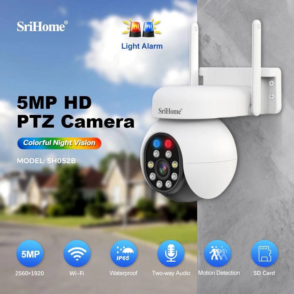 SRIHOME WATERPROOF WIFI PTZ IP CAMERA 5MP HD