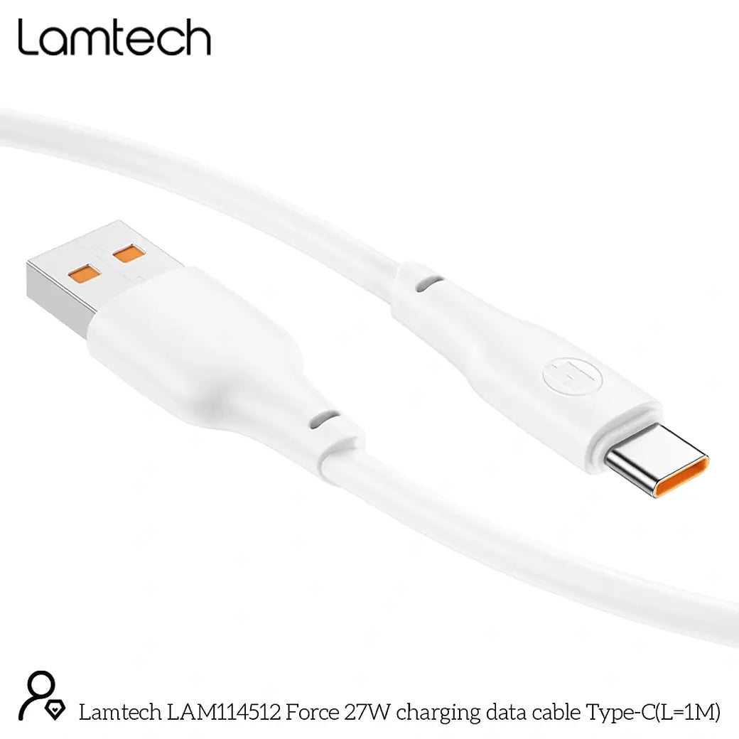 LAMTECH HIGH POWER CABLE USB TO TYPE-C 1M 27W WHITE