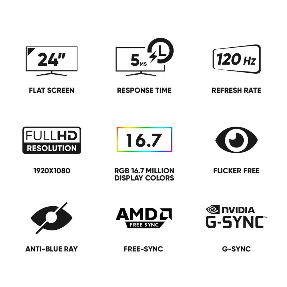 ARMAGGEDDON GAMING MONITOR 24' PIXXEL+ XTREME SERIES SUPER 120 G-SYNC BLACK