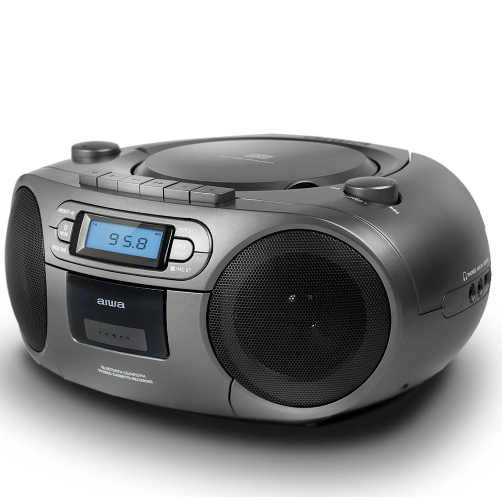 AIWA PORTABLE CD/MP3/USB/TAPE/BT WITH FM PLL RADIO GREY REFURBISHED, REF-BBTC-550MG