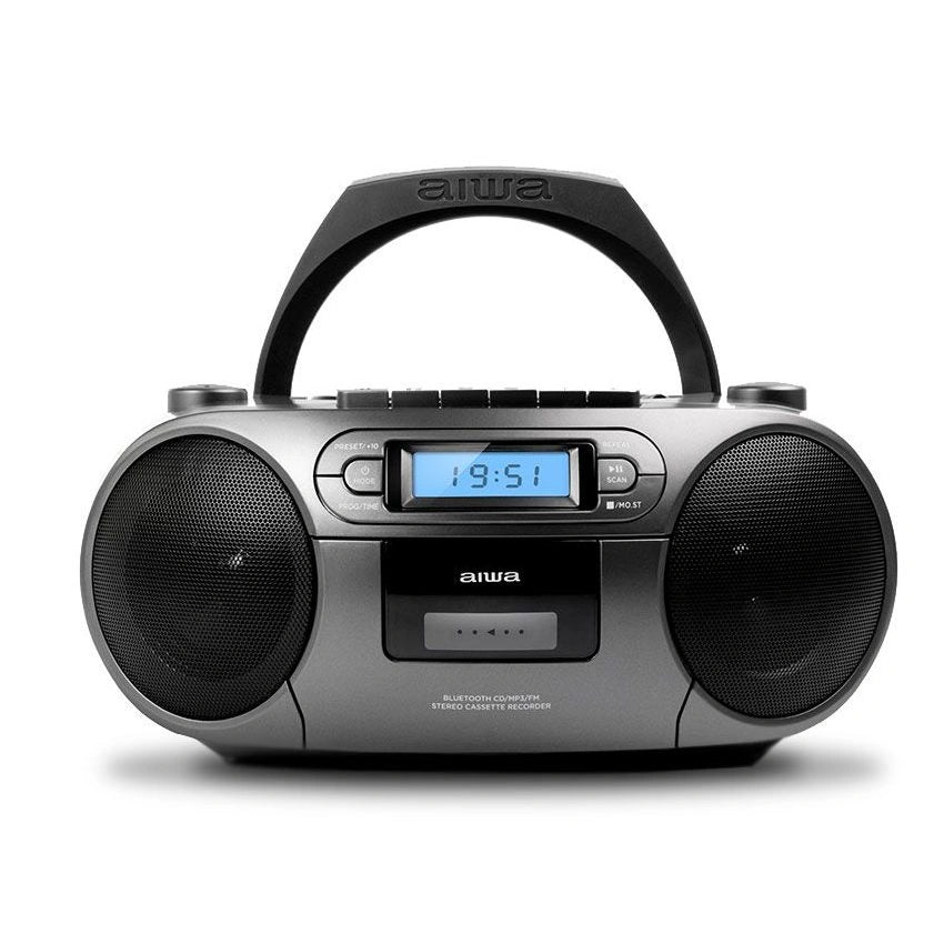 AIWA PORTABLE CD/MP3/USB/TAPE/BT WITH FM PLL RADIO GREY REFURBISHED, REF-BBTC-550MG