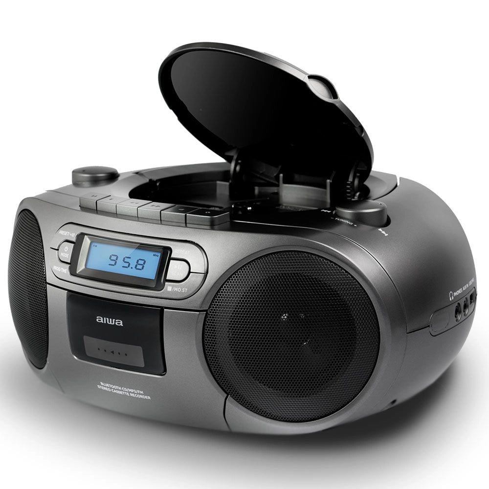 AIWA PORTABLE CD/MP3/USB/TAPE/BT WITH FM PLL RADIO GREY REFURBISHED, REF-BBTC-550MG