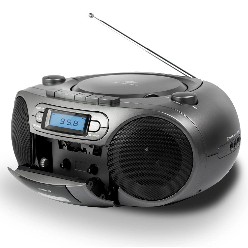 AIWA PORTABLE CD/MP3/USB/TAPE/BT WITH FM PLL RADIO GREY REFURBISHED, REF-BBTC-550MG