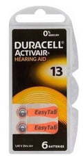 Μπαταρίες Ακουστικών Βαρηκοΐας Duracell 13 Activair 1,45V Τεμ. 6, 21712