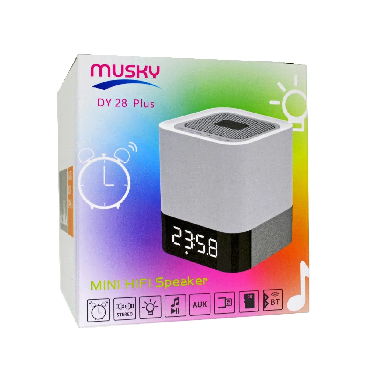 Φορητό Ηχείο Bluetooth Musky DY28 Plus 5W με Διάφ. Χρωματ Οθόνη Ξυπνητήρι Αισθ. Αφής Ενσωματωμένο Μικρόφωνο και USB