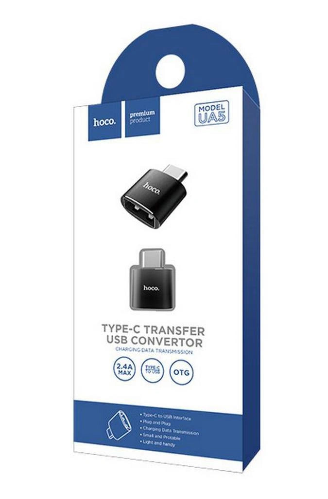 Αντάπτορας Hoco UA5 USB-A σε USB-C OTG 2.4A Μαύρος