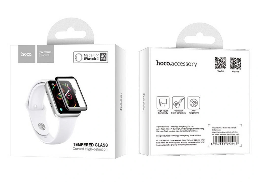 Tempered Glass Hoco 0.15mm Curved Silk Screen 40mm για Apple Watch 4 Μαύρο