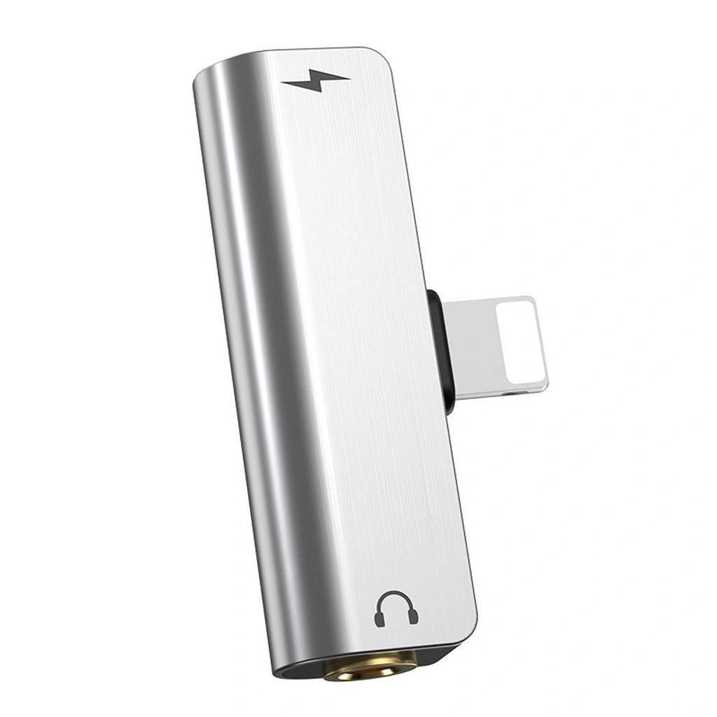 Αντάπτορας Hoco LS25 από Lightning σε 3.5mm και Lightning 2.0A Ασημί για Φόρτιση και Ήχο