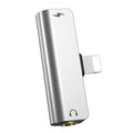 Αντάπτορας Hoco LS25 από Lightning σε 3.5mm και Lightning 2.0A Ασημί για Φόρτιση και Ήχο