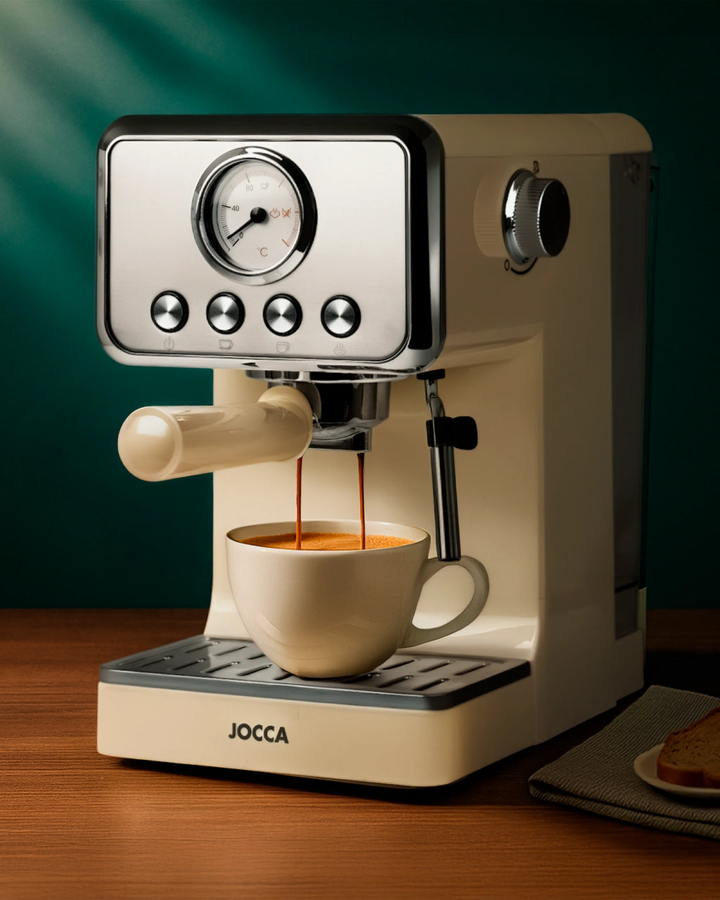JOCCA RETRO ESPRESSO COFFEE MACHINE 15 BARS WITH REMOVABLE DEPOSIT 1.7L CREME