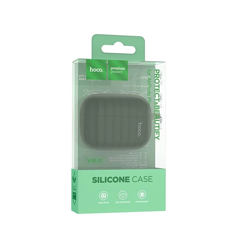 Θήκη Hoco WB20 Fenix Liquid Silicone Protective Σκούρο Πράσινο για Airpods Pro με Λουράκι