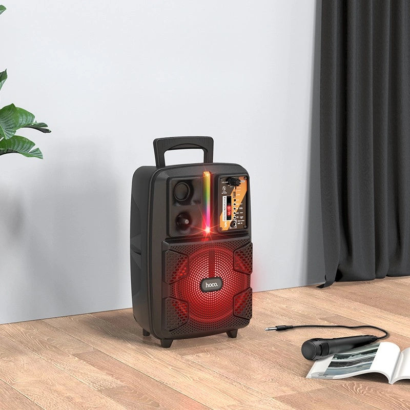 Φορητό Ηχοσύστημα Trolley Hoco BS37  Karaoke  Μαύρο 10W BT V5.0 TWS με Μικρόφωνο και Υποστήριξη FM, USB, AUX