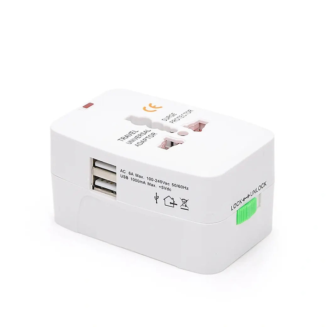 LAMTECH UNIVERSAL TRAVEL ADAPTER WITH 2 USB PORT 4 DIFFERENT PLUGS