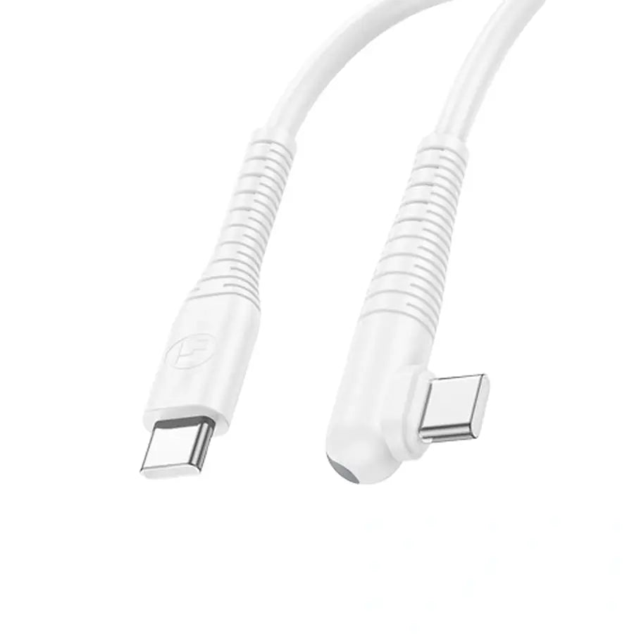 LAMTECH TYPE-C TO TYPE-C 60W ANGLED DATA & CHARGE CABLE 1M WHITE