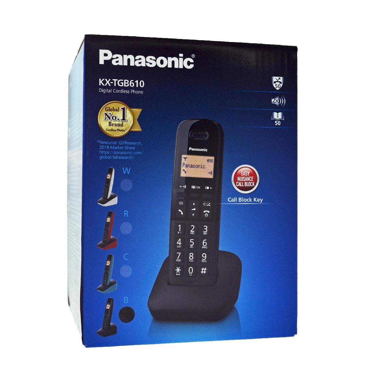 Ασύρματο Ψηφιακό Τηλέφωνο Panasonic KX-TGB610GRB Μαύρο με Δυνατό Kουδούνισμα, Πλήκτρο Αποκλεισμού Κλήσεων και Αναγνώριση Κλήσης
