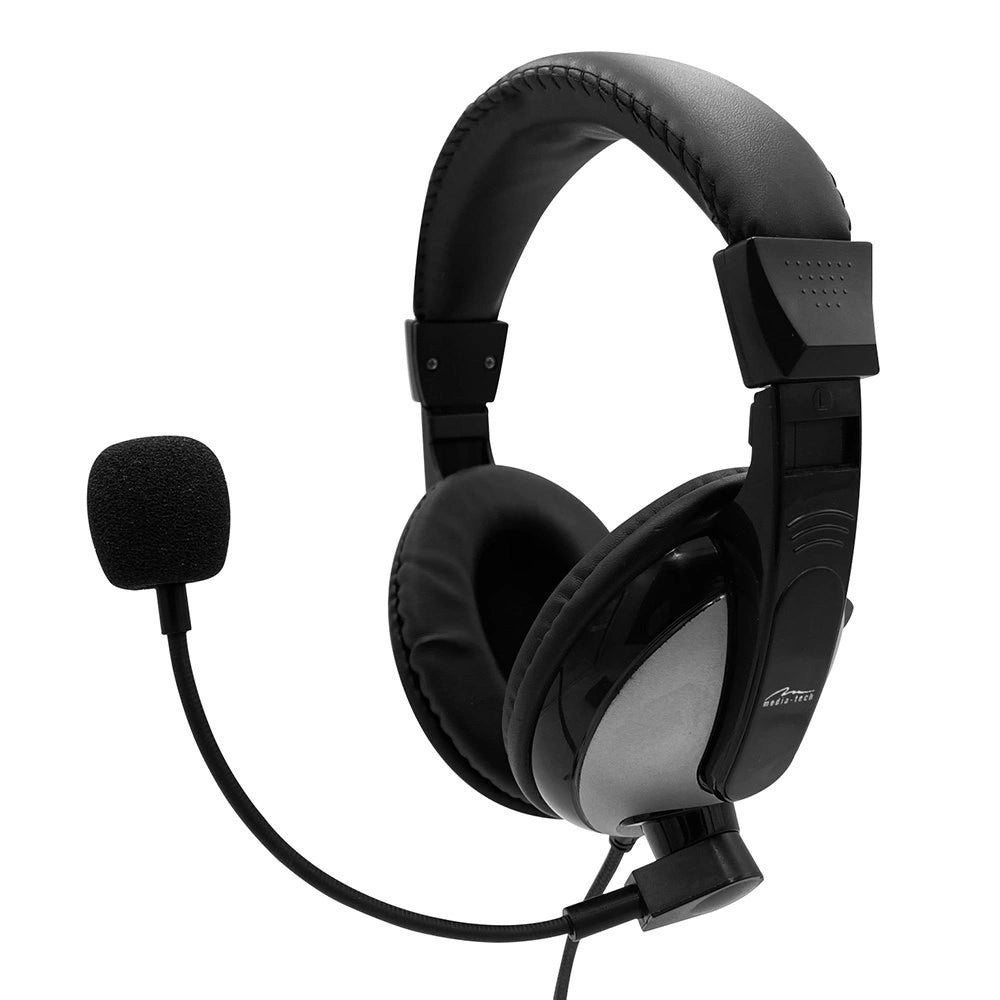Ακουστικά Stereo Media-Tech TURDUS PRO MT3603 με Διπλό Κονέκτορα 3.5mm και Ρυθμιζόμενο Μικρόφωνο Μαύρο