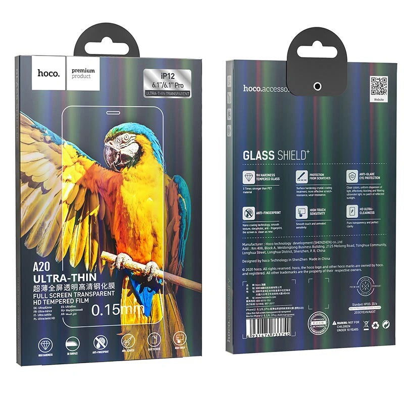 Tempered Glass Hoco Ultra-Thin 0.15mm Full Screen 2.5D Film για Apple iPhone12 iPhone 12 Pro Διάφανο