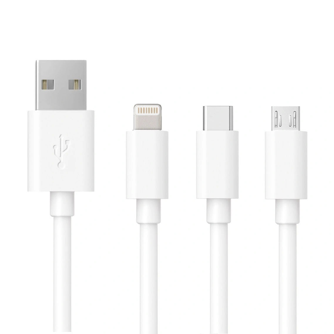 Καλώδιο Σύνδεσης και Φόρτισης Ancus Flow E44 USB 3 σε 1 Micro-USB USB-C Lightning 3.0A Λευκό 1m