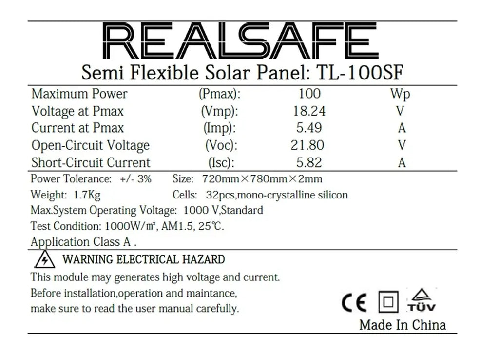 Tele Solar Panel Ημιευκαμπτο 100W