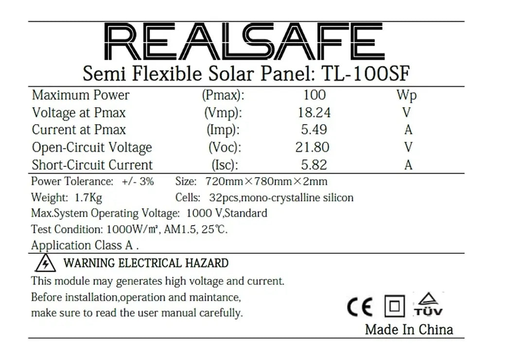 Tele Solar Panel Ημιευκαμπτο 100W