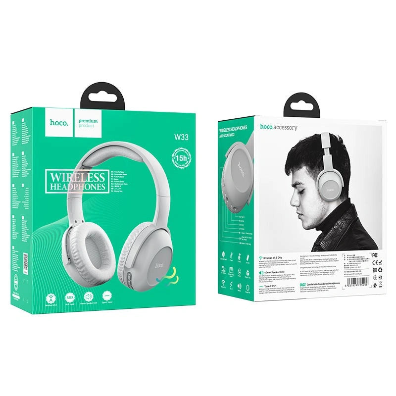 Wireless Ακουστικά Stereo Hoco W33 Art Sound με Μικρόφωνο, AUX v5.0 Γκρι