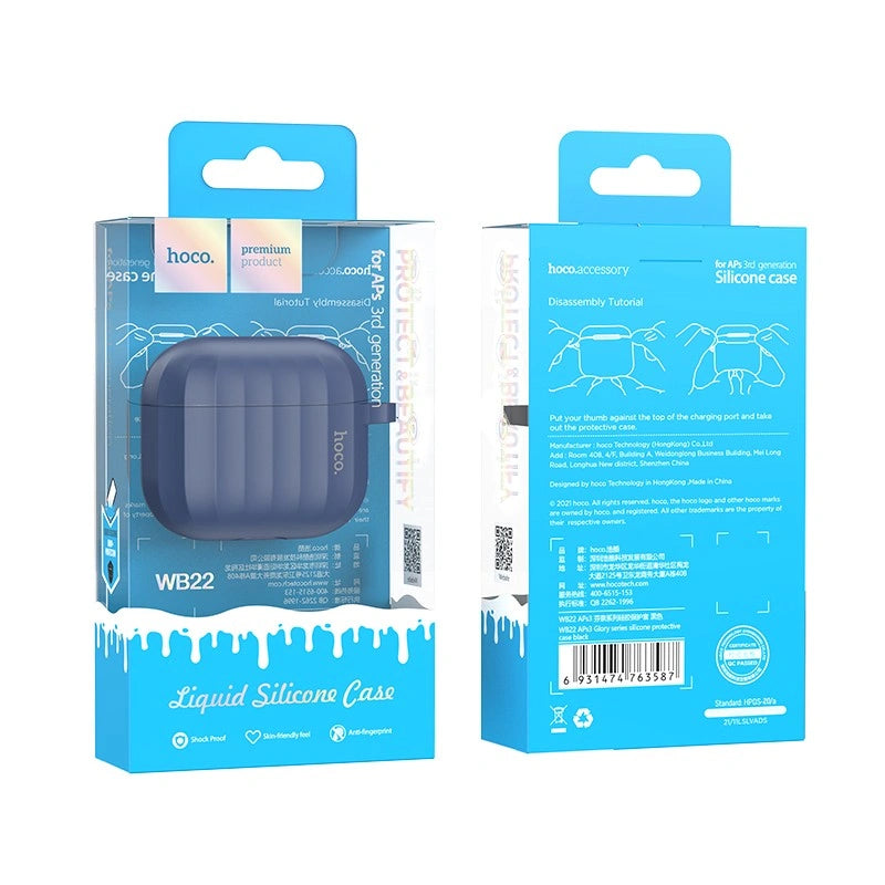 Θήκη Hoco WB22 Glory Series Silicone Protective Case Σκούρο Μπλε για AirPods 2021 (3ης γενιάς) με Κρίκο