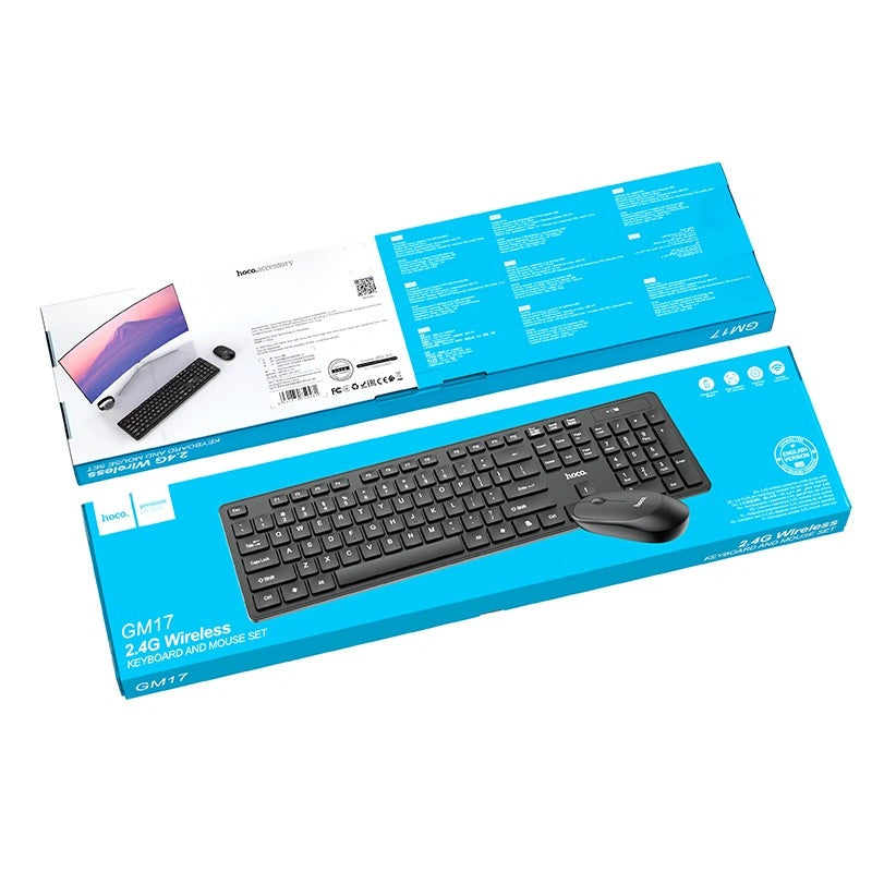 Πληκτρολόγιο και Ποντίκι Hoco GM17 Wireless Business Set Full Size 104 Πλήκτρα 2.4GHz USB Dongle Μαύρο